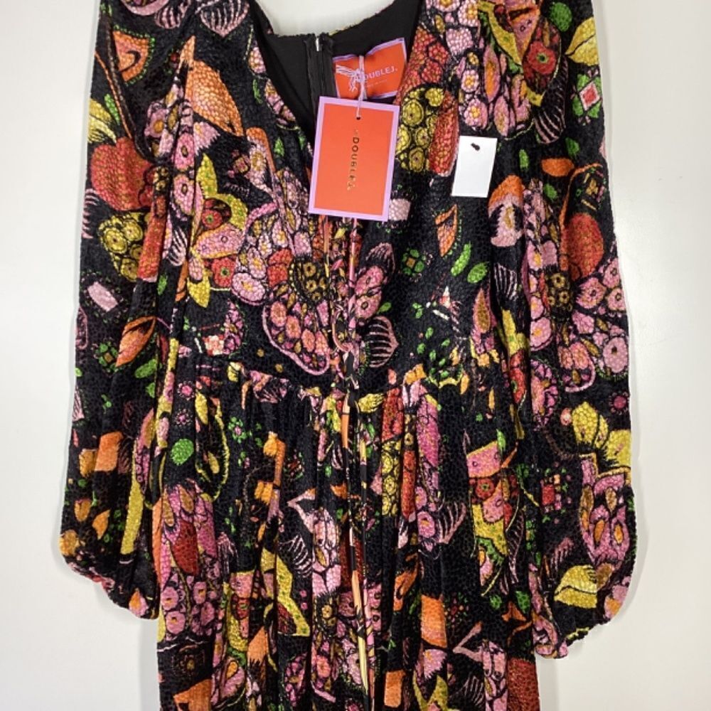 La DoubleJ Wanderlust Dress Eden Devore Velvet Black Orange Maxi‎ Dress Size XS - Picture 10 of 17